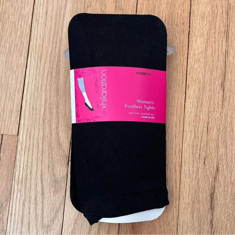 New Xhilaration Footless Tights, Black, size MEDIUM/TALL